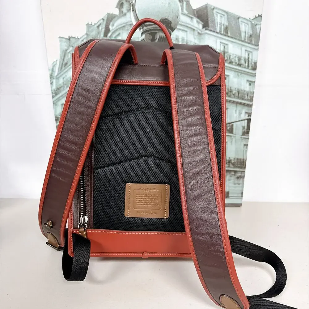 Coach C5342 League Colorblock Flap Calf Leather Men Backpack Official Specs